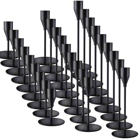 Black Candlestick Holders, Metal Taper Candle Holders,Bulk Set of 27 by ECHFSM