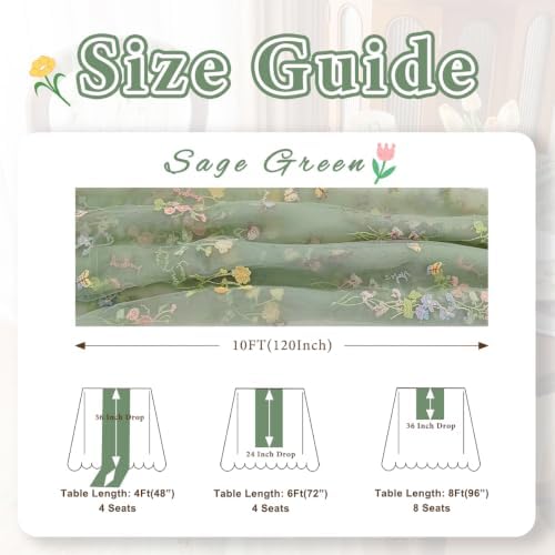 3Pcs Floral Cheesecloth Table Runner, Sage Green Table Runner 10Ft - Image 7