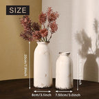 VICTOR & TERESA White Ceramic Vases Home Decor, Farmhouse Vase for Flowers, Flower Vase Set of 2, Rustic Decorative Vases for Pampas Grass, Table, Living Room, Shelf, Centerpieces, 8 inch - Image 4