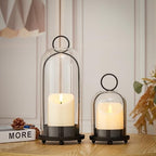 Hurricane Metal & Glass Candle Holder Black Set of 2, Decorative Candlestick Pillar Candle Holder with Clear Glass for Wedding Party Christmas Holiday Dining Table Centerpiece Lanter - Image 7