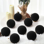 Liliful 15 Pcs Velvet Christmas Balls Bulk Flocked Christmas Tree Ball Ornaments Plastic Xmas Decorative Hanging Ornaments(Black,3.15 Inch) - Image 5