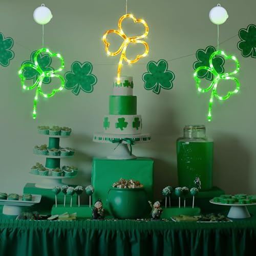[Timer] 3 Pack St Patricks Day Decorations Shamrock Window Lights - Image 3