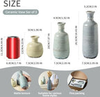 Ceramic Vase Set of 3, Rustic Neutral Vases Home Decor Farmhouse Decorative Flower Vase Modern Boho Pampass Vases for Table Mantel Entryway Shelf Living Room Kitchen Bathroom - Multicolor - Image 2