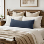MIULEE Decorative Linen Lumbar Pillow Cover 14x36 Inch Indigo Blue - Image 2