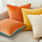 Mecatny Velvet Decorative Throw Pillow Covers 20x20 Set of 4 Orange/Yellow - Image 2