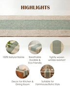 Table Runner, 13.8" × 72", 100% Natural Ramie, Handwoven - Image 2