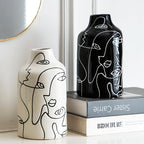 Kimdio Ceramic Vase Set, 2pcs Black and White Abstract Irregular Design Flower Vases, Modern Home Decor Living Room Decor Minimalist Decorative Vase for Pampas Grass - Image 2