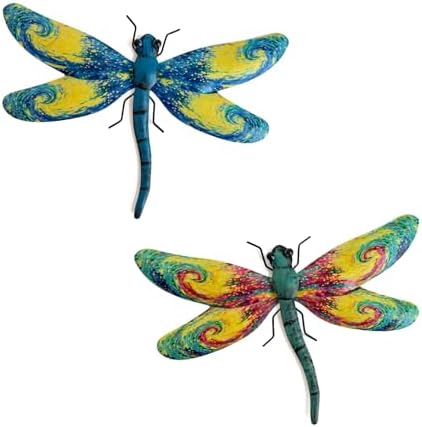 LIFFY Metal Dragonfly Wall Decor Set of 2 for Outdoor Garden & Home by LiffyArt