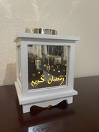 Ramadan Kareem Wooden Mirrored Lantern - Unique Eid Festive Decoration for Home Warm, Inviting Ambiance Muslim Allah New Year (9x7 Inches, Battery Operated), Large - Image 3
