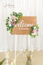 Wedding decor (pack of 2) Welcome Sign Flower Backdrop Garland For Ceremony Reception Wall Easel Home Decoration Entryway Faux Outdoor Board Head Table Decor (Dusty Rose) - Image 4