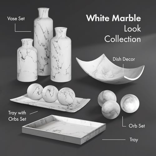 Creative Scents White Marble Look Vases Home Decor - Vase Set of 3 - Perfect for Holding Pampas Grass, Dried/Fresh Flowers, Vases for Your Kitchen, Bedroom, Office, Living/Dining Room, or Shelf Decor - Image 7
