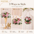 NUPTIO Flower Balls for Table Centerpieces: Dusty Pink & White Fake Flowers - Image 3