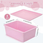 Menkxi 4 Pcs Storage Bins with Lids, Dark Pink, Light Pink, Large - Image 2