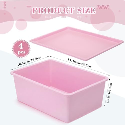 Menkxi 4 Pcs Storage Bins with Lids, Dark Pink, Light Pink, Large - Image 2