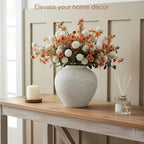 White Rustic Large Round Vase for Table Centerpieces 11 inches, Arina Vase, Earthy Stone Look, Textured, Modern Homes Farmhouse Centerpiece Decor - Image 3
