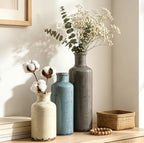 CUCUMI Ceramic Vases Set of 3, Rustic Vintage Vases Coastal Home Decor - Image 5
