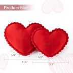AELS Heart Shaped Pillow, Set of 2, Velvet Throw Pillows, Soft Velvet Love Pillows with Faux Fur Pom Poms, 20 & 16 Inches, Cute Valentines Day Decorations, Wedding Decor, Red - Image 2