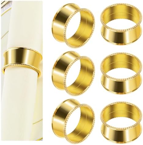 20 Pcs Stainless Steel Bead Side Napkin Rings Gold by frjjthchy