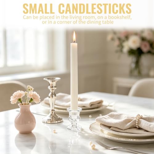 48 Pack Glass Taper Candle Holders Bulk, 2.3" Clear Mini Candlestick - Image 5