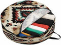 Abstract Ethnic Style Art Round Storage Bag 24 Inch, Retro Brown Green Weaving Pattern Clothes Storage Container with Handles Heavy Duty Organizer for Comforter, Bedding & Holiday Wreaths by Unknown