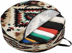 Abstract Ethnic Style Art Round Storage Bag 36 Inch, Retro Brown Green Weaving Pattern Clothes Storage Container with Handles Heavy Duty Organizer for Comforter, Bedding & Holiday Wreaths by Unknown