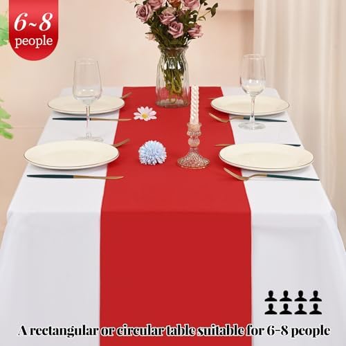 12 Pack Red Table Runner 12 x 108 Inch Rustic Farmhouse Wedding Christmas Table Runner,Washable and Reusable Polyester Table Runners for Wedding Birthday Party Banquet Table Decor - Image 3