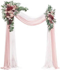 Floroom Arch Flowers with Drapes Kit (Pack of 4) - 2pcs Artificial Marsala & Champagne Floral Swag Arrangement with 2pcs Draping Fabric for Wedding Ceremony Arbor and Reception Backdrop Decoration by Floroom