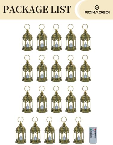 Romadedi Vintage Gold Mini Lanterns for Wedding Centerpiece, Pack of 20 - Image 6