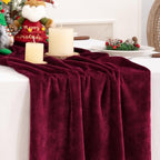 DeZerlor 3pcs Burgundy Fall Winter Velvet Table Runner 20 x 120 Inch by DeZerlor