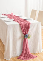 20 Pack Dusty Rose Cheesecloth Table Runner 17x108 Inch Boho Wrinkled Sheer Gauze Cheese Cloth Table Runner Bulk Romantic Decor for Wedding, Bridal Shower, Birthday Party - Image 6