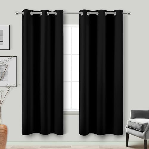 72 Inches Long Blackout Curtains 72 Inch Length for Living Room 2 Panels Set Black Out Thermal Insulated Darkening Grommet Thin Lightweight Complete Saver Energy Saving Curtain Drapes for Bedroom by KOUFALL