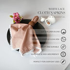 FINGERCRAFT Lace Cloth Napkins, Cotton Linen, 12 Pack, 20x20 Inch, Dusty Pink - Image 5