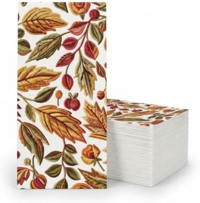 Guest Towel Printed Airlaid Linen-Feel Disposable Hand Towels for Thanksgiving Fall Holiday Party Buffet & Dinner (64, Embroidered Harvest) by Unknown