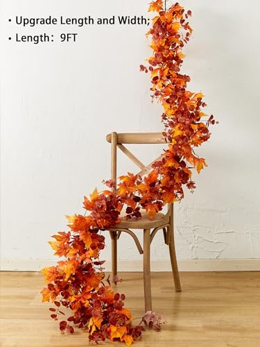 Thanksgiving Decorations - Fall Decor - Fall Garland - 9FT Autumn Maples Leaf Garland for Hanging for Halloween Thanksgiving Decor Home Wedding Fireplace Party Christmas - Image 2