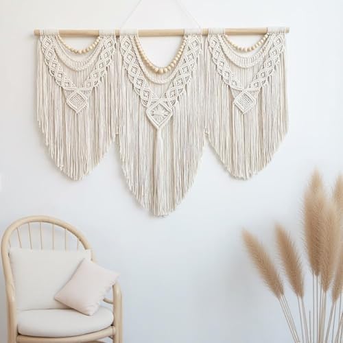 oiikain Large Macrame Wall Hanging, Boho Tapestry Wall Decor, 43 x 32 Inch - Image 5