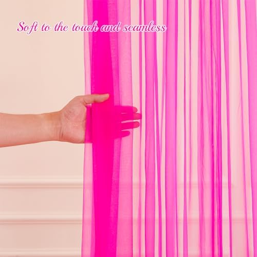 10x10ft Hot Pink Tulle Backdrop Curtain with Lights String for Parites, Sheer Backdrop Curtains for Wedding Baby Shower Birthday Party Photo Shoot Decorations - Image 6