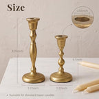 Gold Taper Candle Holders Set of 2 Cast Iron Vintage Christmas Candlestick - Image 2