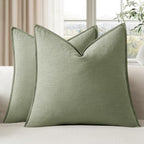 EMEMA Euro Sham Decorative Linen Throw Pillow Covers 26x26 Inch Grass Green by EMEMA