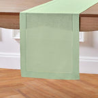Solino Home 100% Pure Linen Table Runner Light Green Hemstitch, 14 x 48 in - Image 2