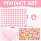 Dunzy 2 Pcs Valentine's Day Doormats Conversation Heart Layered Front Door Mats Non Slip Floor Coir Rugs Layered Pink Buffalo Plaid Doormats for Porch Entryway Indoor Outdoor Home Decor - Image 3