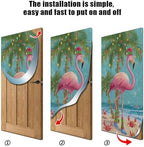 Pfrewn Christmas Decorations Door Cover Christmas Tropical Flamingo Palm Tree Crab Front Door Backdrop Banner Winter Holiday Garage Door Sign for Home Indoor Outdoor Party Supplies 36x98 in - Image 2