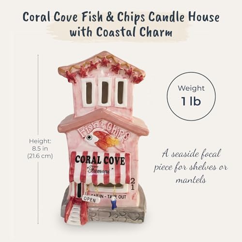 Blue Sky Ceramics Coral Cove Fish Chips Candle House, Multi (19207) - Image 3
