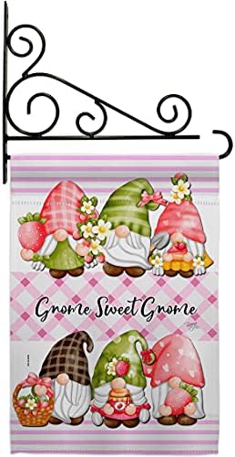 Gnome Sweet Garden Flag Set Wall Holder Life Home Flower Vintage Rustic Everyday Floral Classic Small Decorative Gift Yard House Banner Double-Sided Made In USA 13 X 18.5 by Breeze+Decor