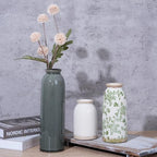 Vintage Ceramic Vase Set of 3, Flower Small Chinoiserie Vase Rustic Modern Farmhouse Centerpiece Decorative Pottery Vases for Table Mantel Entryway Bookshelf Living Room Kitchen Home Decor - Image 3