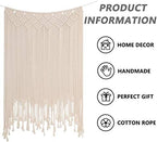 RLoncomix Boho Macrame Wall Hanging, Large Woven Tapestry Wall Art Bohemian Cotton Handmade Macrame Backdrop for Wedding Living Room Gallery Bedroom, Beige, 39"x 45" - Image 3