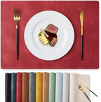 MOSAYT Vinyl Faux Leather Placemats, Set of 6, Red by MOSAYT