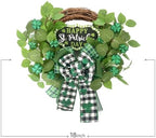 idyllic St. Patrick's Day Decoration Wreath for Front Door with Bowknot,Saint Patrick Day Decoration Wreath,Shamrock Clover Wreath for Kitchen Window Wall Party Home Decor - Image 3