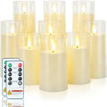 Homemory Ivory Flickering Flameless Candles, Battery Operated Acrylic LED Pillar Candles with Remote Control and Timer, Set of 9 by Homemory