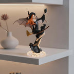 Comfy Hour 9 Inch Dark Fairy Witch Figurine, Sorceress Statue with Black Cat on Broom, Gothic Shelf Decor, Hand-Painted Polyresin Fantasy Sculpture, 1 Piece - Image 4