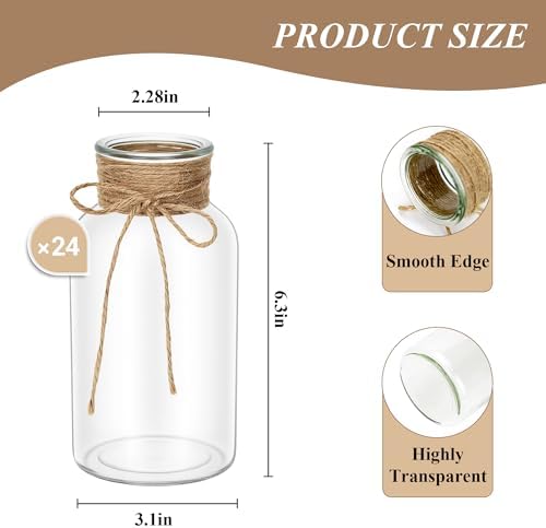 24Pcs Mason Jars for Centerpiece Glass Flower Bud Vase Transparent Vases - Image 2